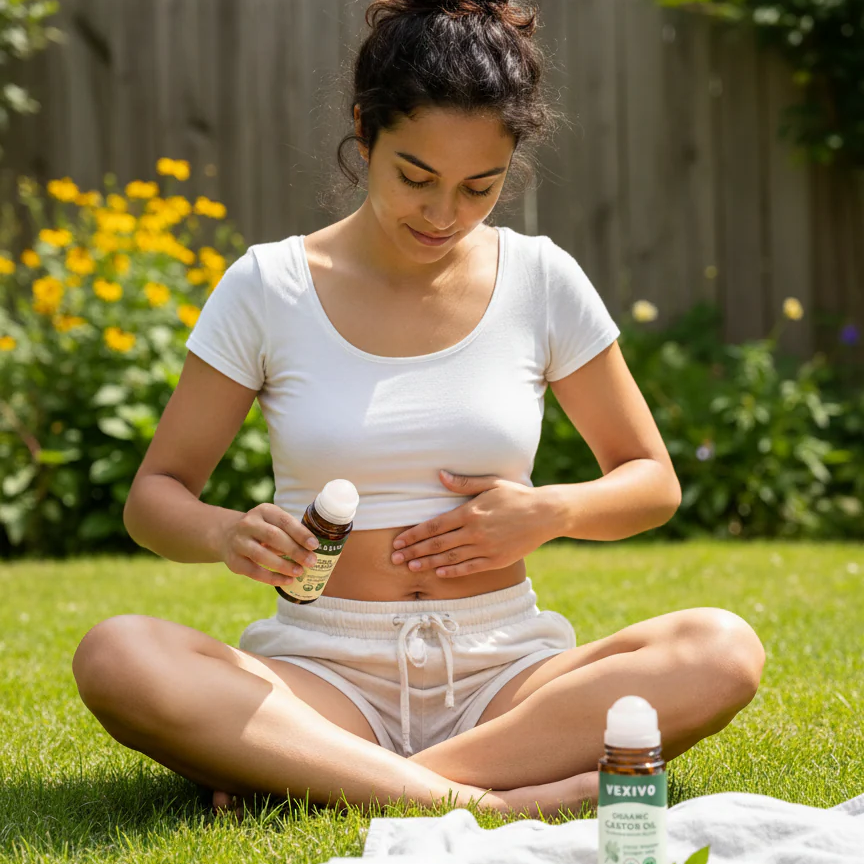 Vexivo | Cold Pressed Organic Castor Oil Roll-On in Amber Glass