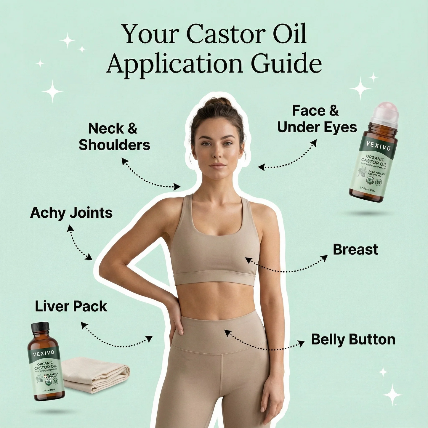 Vexivo | Cold Pressed Organic Castor Oil Roll-On in Amber Glass